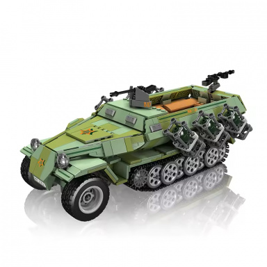 Mould King 20027 R/C Kolopásový transportér SD KFZ 251/1 + protitankové delo PAK 40